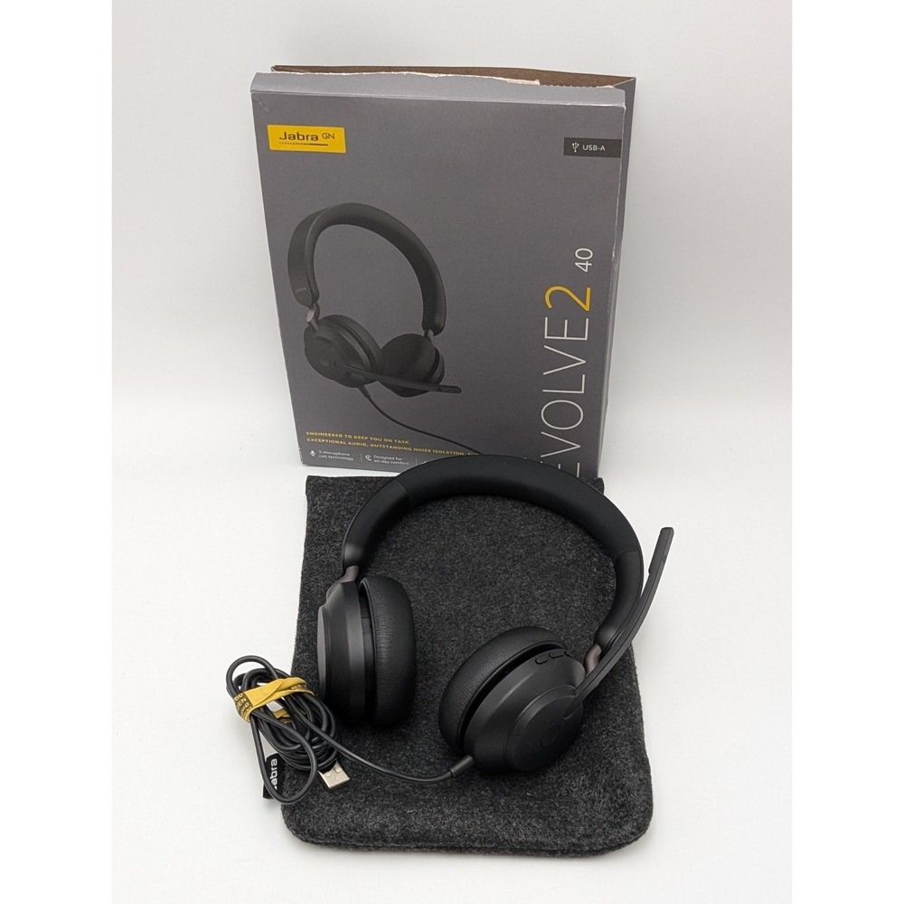 Jabra PC‎ Headset Wired Evolve2 40 On Ear Noise Cancelling USB-A Stereo HSC130